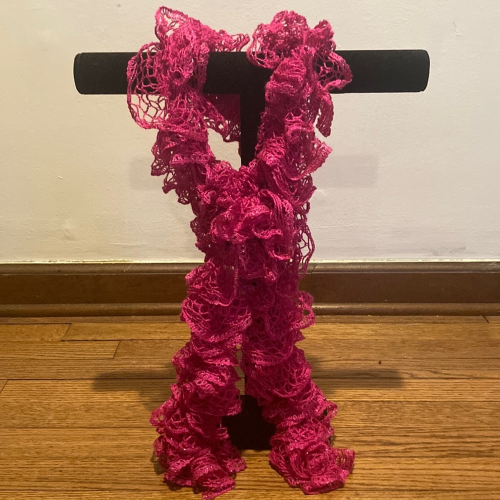 Hot pink handmade ruffle scarf